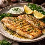 Filé de peixe grelhado com molho cremoso