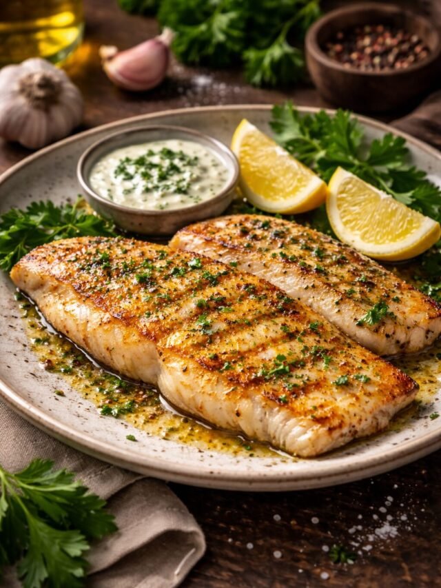 Filé de peixe grelhado com molho cremoso